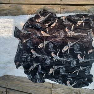 Black Bird Print Shirt Set M/L